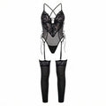 Corset Lace-Up em Renda e Tule