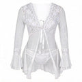 Camisola Sexy de Renda com Babados de Tule