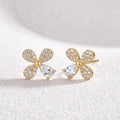 Brinco Flor com Gota de Cristal · Semijoia Folheada