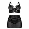 Conjunto em Tule e Renda com Sainha Trançada